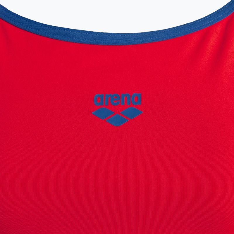 Moteriškas vientisas maudymosi kostiumėlis arena Team Stripe Super Fly Back One Piece fluo red/royal 3