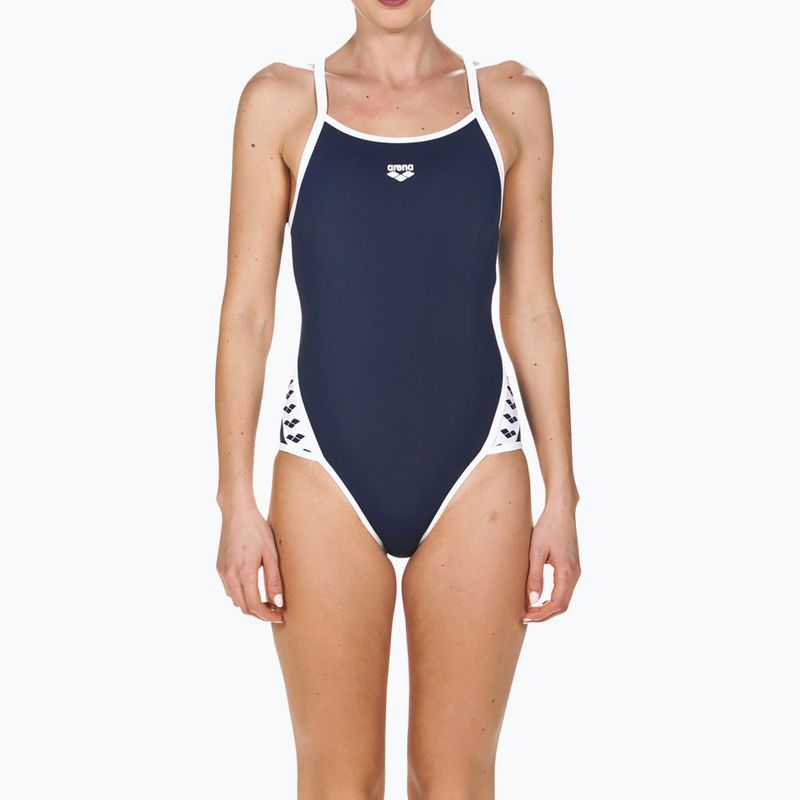 Moteriški maudymosi kostiumėliai arena Team Stripe Super Fly Back One Piece navy/white 5