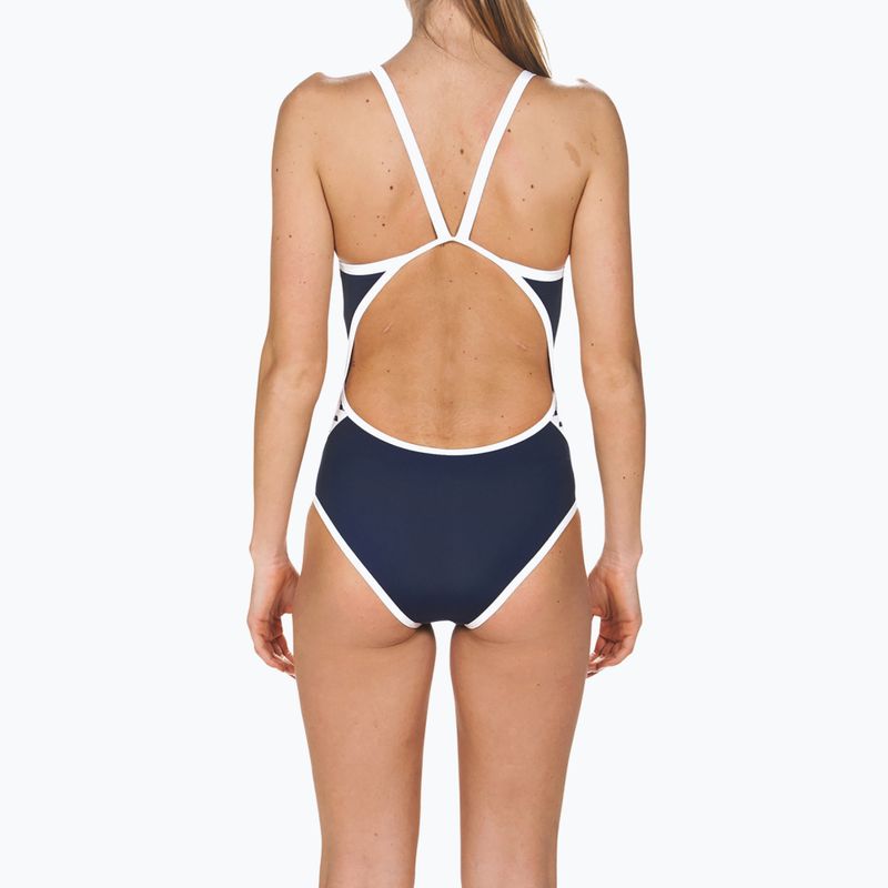 Moteriški maudymosi kostiumėliai arena Team Stripe Super Fly Back One Piece navy/white 6
