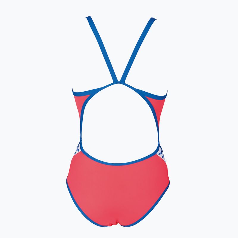 Moteriškas vientisas maudymosi kostiumėlis arena Team Stripe Super Fly Back One Piece fluo red/royal 6