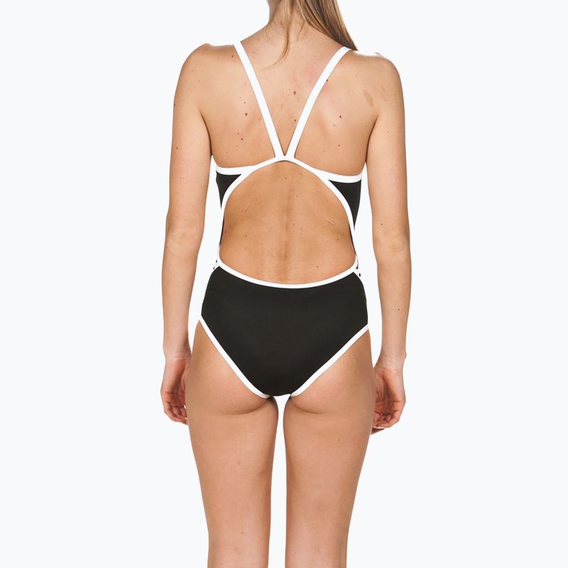 Moteriški maudymosi kostiumėliai arena Team Stripe Super Fly Back One Piece black/white 6