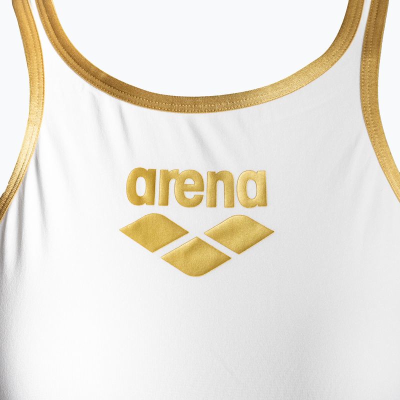 Moteriškas vientisas maudymosi kostiumėlis arena One Biglogo One Piece white/gold 3
