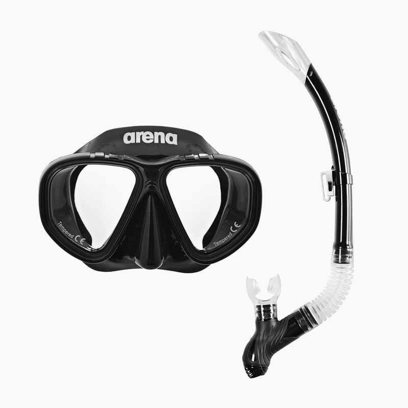 Paviršinio nardymo rinkinys arena Premium Snorkeling Set black/clear/black