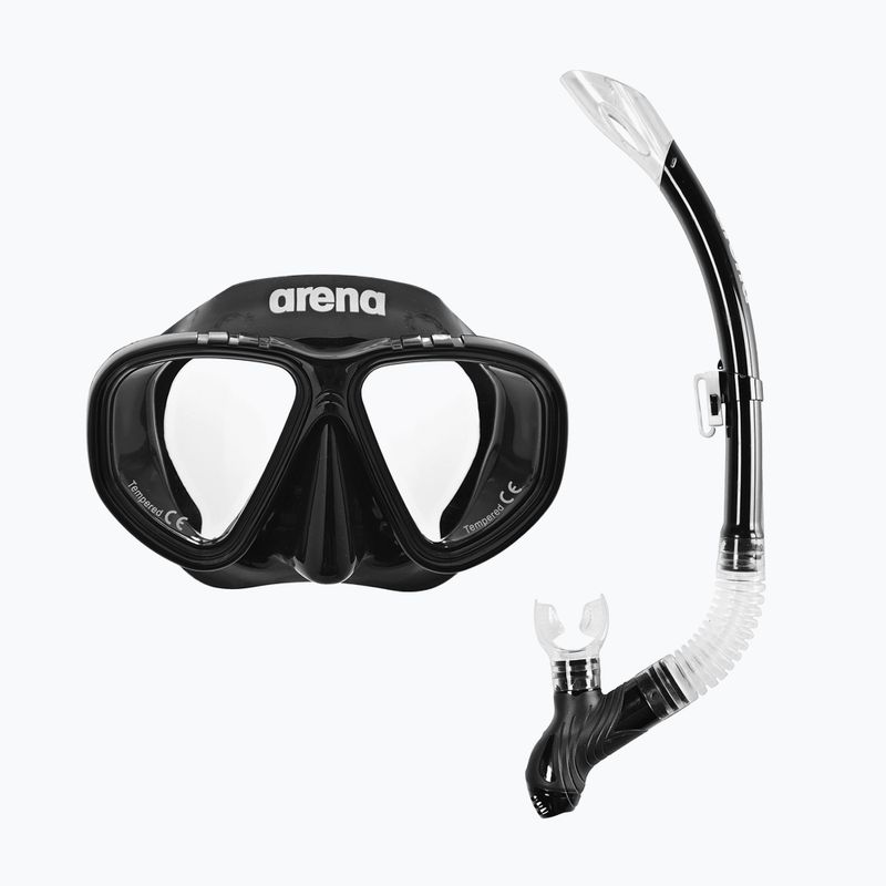 Vaikiškas paviršinio nardymo rinkinys arena Premium Snorkeling Set Jr black/clear/black