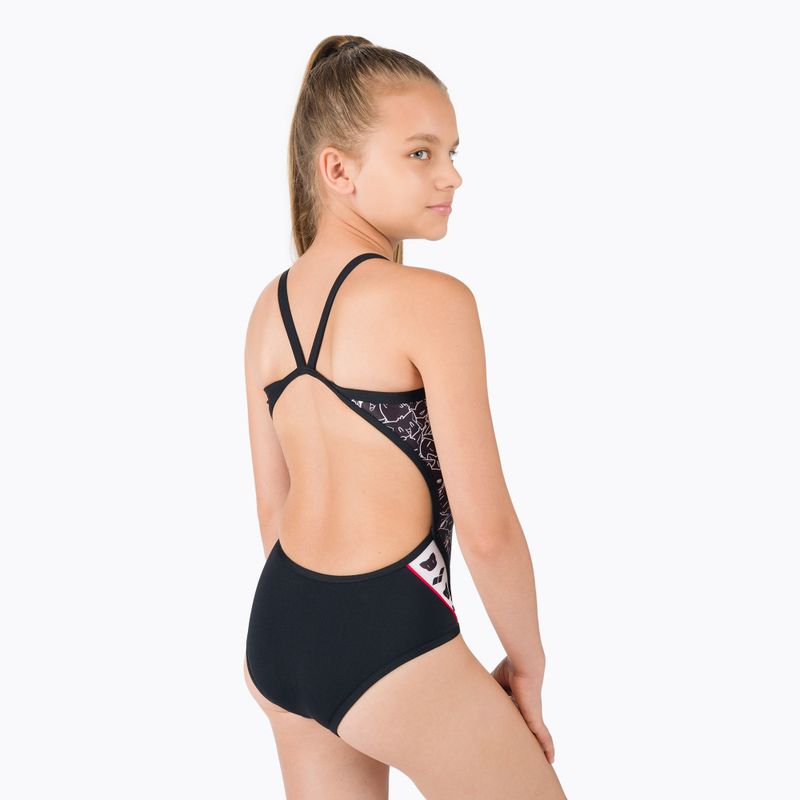 Arena Kitties Super Fly Back One Piece vaikiškas maudymosi kostiumėlis Juoda/balta 3