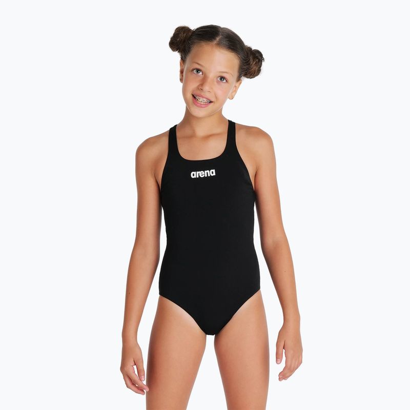 Vaikiškas vientisas maudymosi kostiumėlis arena Team Swim Pro Solid juoda/balta 5