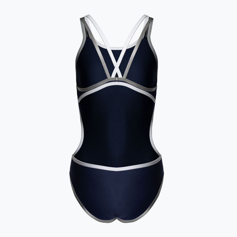 Moteriškas vientisas maudymosi kostiumėlis arena One Double Cross Back One Piece navy/white/silver 2