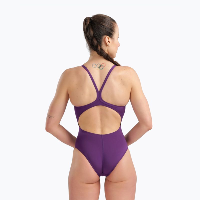 Moteriškas vientisas maudymosi kostiumėlis Arena Team Light Drop Solid plum/white 7