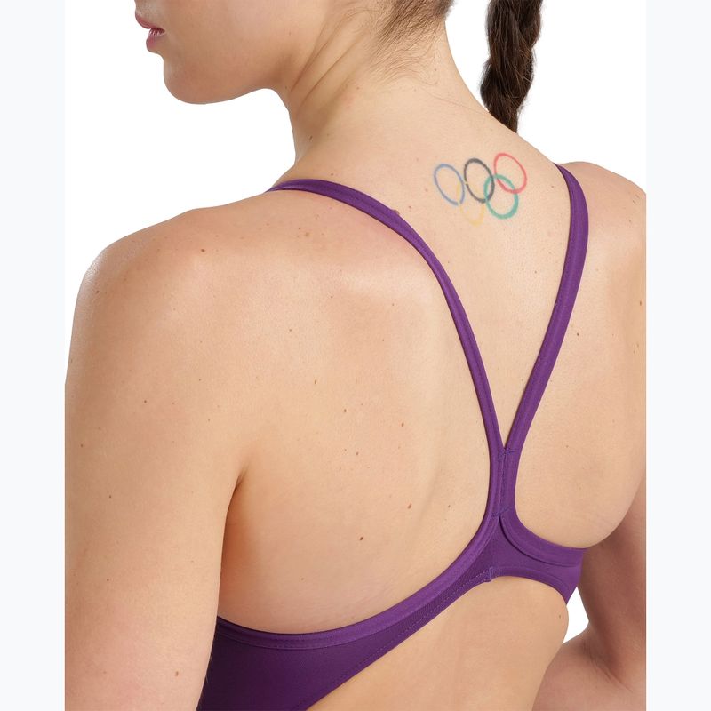 Moteriškas vientisas maudymosi kostiumėlis Arena Team Light Drop Solid plum/white 8