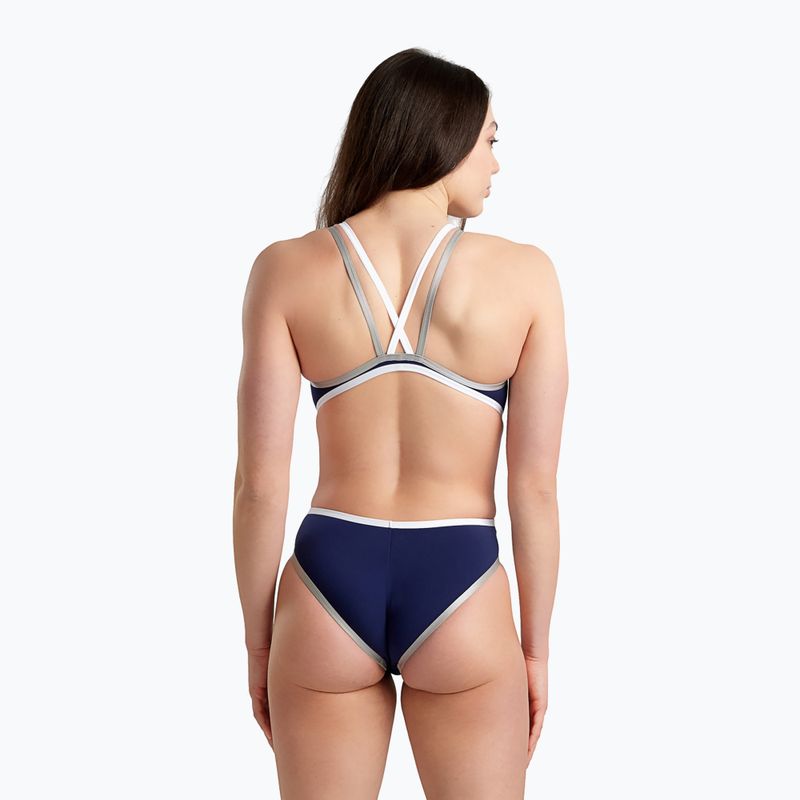 Moteriškas vientisas maudymosi kostiumėlis arena One Double Cross Back One Piece navy/white/silver 5