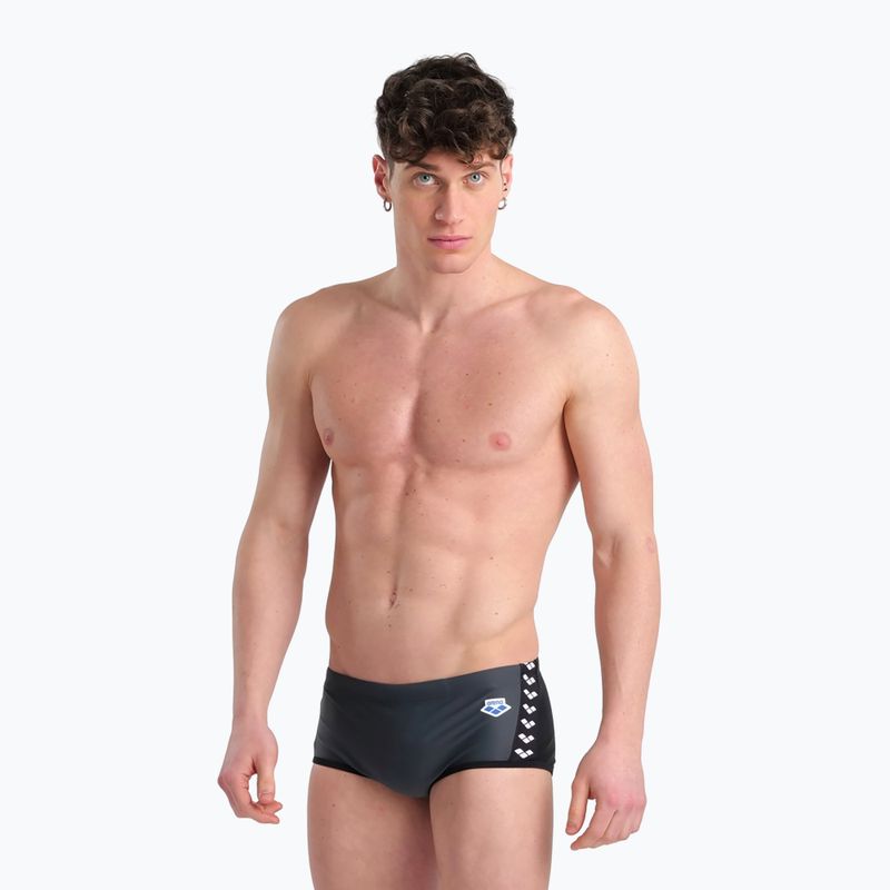 Vyriški arena Icons Swim Low Waist Short Panel bokseriai asfaltas/juoda 6