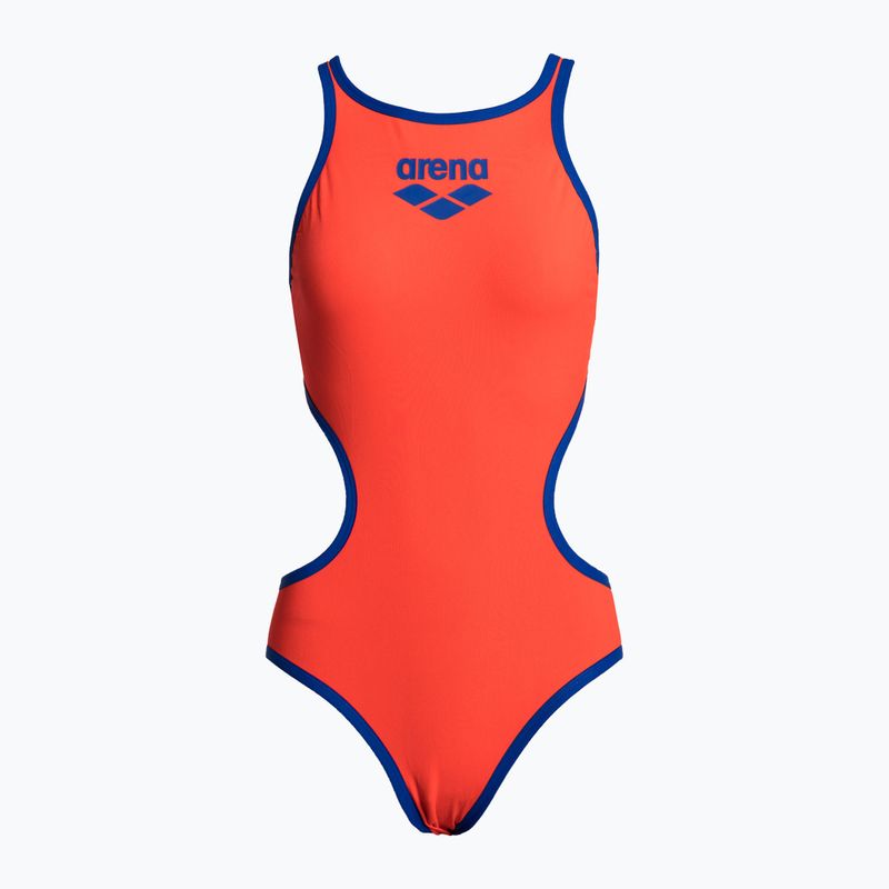 Moteriškas vientisas maudymosi kostiumėlis arena One Biglogo One Piece floreale/neon blue