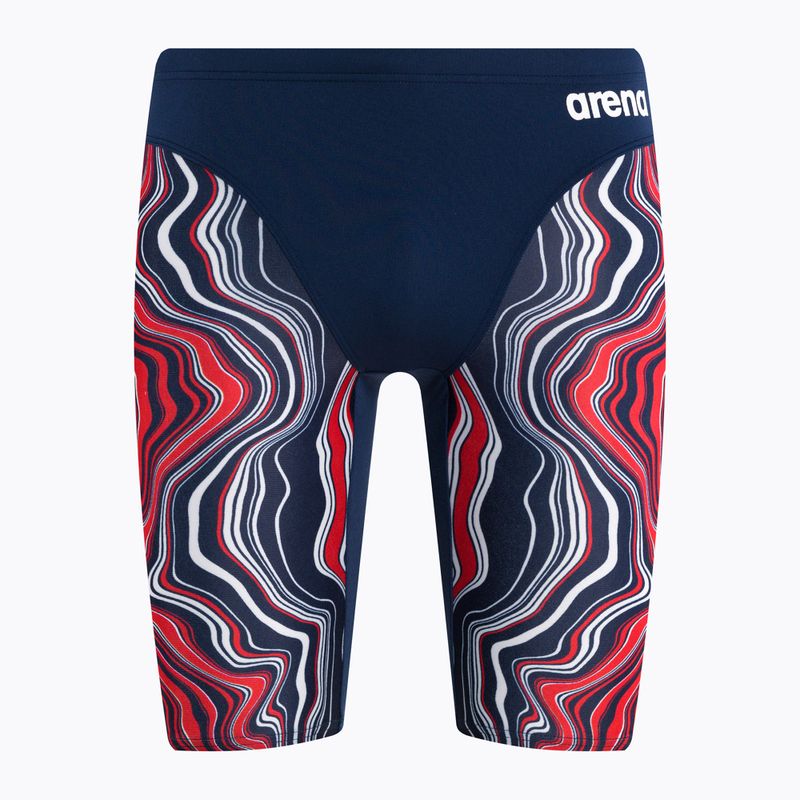 Vyriškos Arena Swim Jammer marmurinės tamsiai mėlynos/raudonos spalvos kelnės
