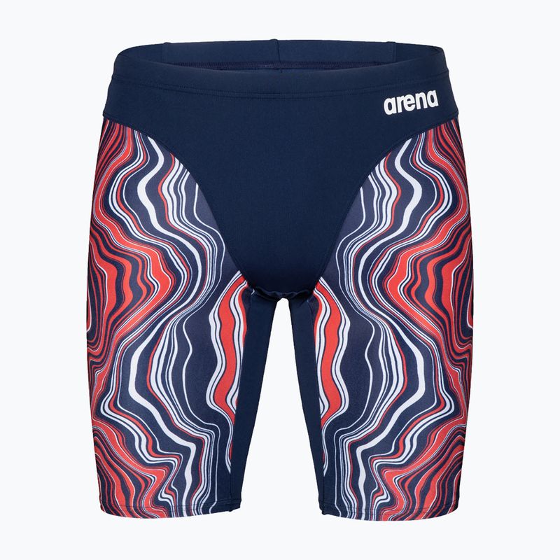 Vyriškos Arena Swim Jammer marmurinės tamsiai mėlynos/raudonos spalvos kelnės 4