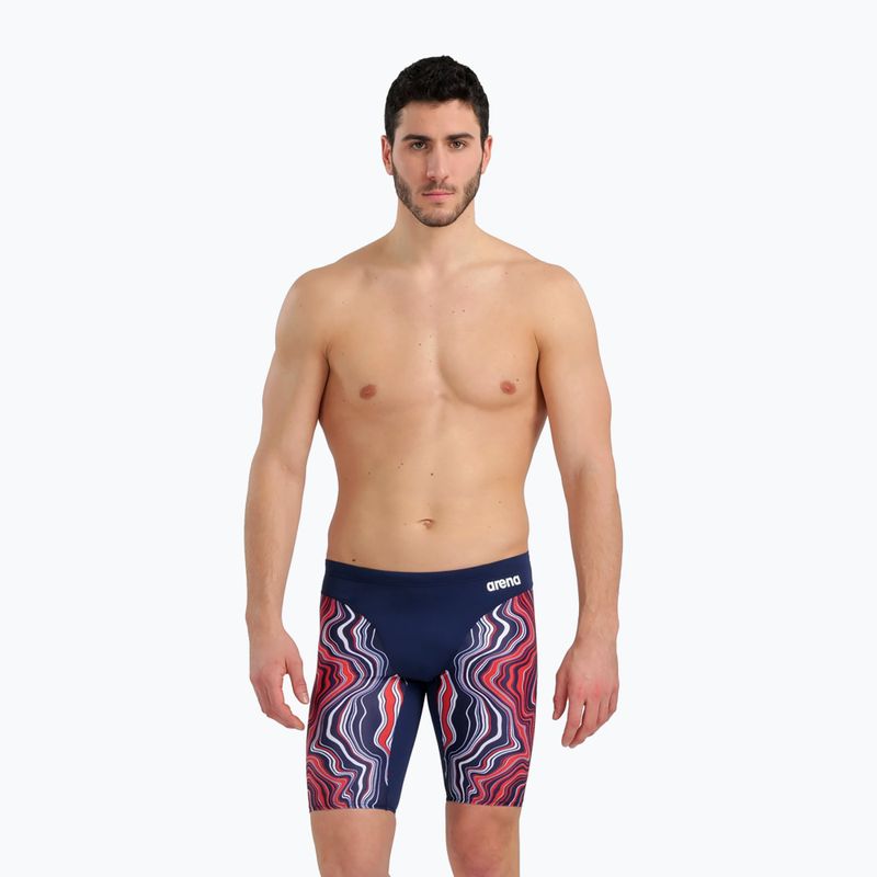 Vyriškos Arena Swim Jammer marmurinės tamsiai mėlynos/raudonos spalvos kelnės 6