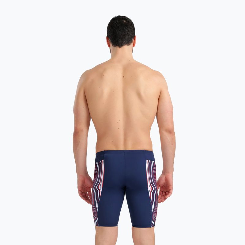 Vyriškos Arena Swim Jammer marmurinės tamsiai mėlynos/raudonos spalvos kelnės 7