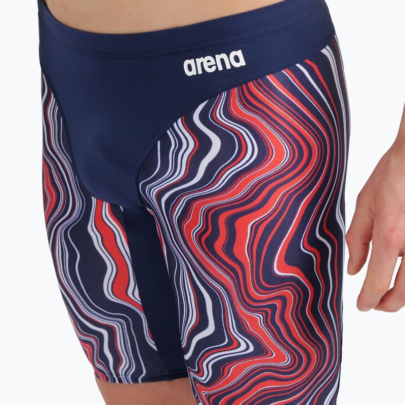 Vyriškos Arena Swim Jammer marmurinės tamsiai mėlynos/raudonos spalvos kelnės 8