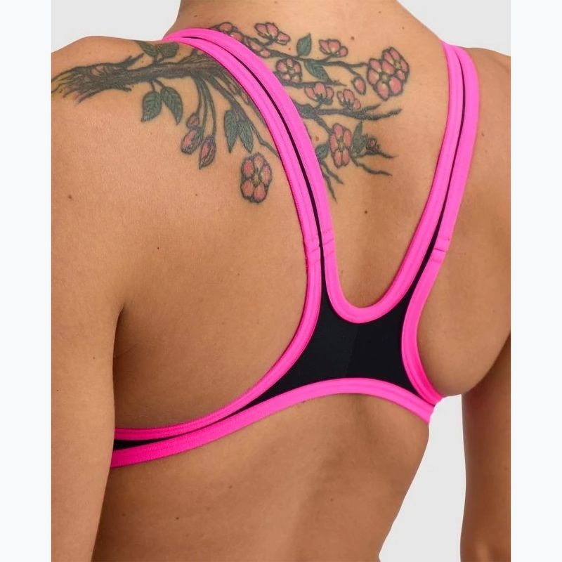 Moteriškas vientisas plaukimo kostiumas arena One Biglogo One Piece black/fluo pink 5
