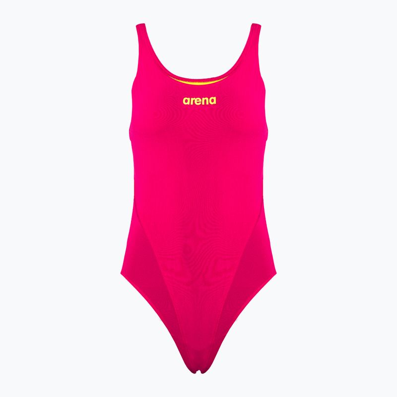 Moteriškas vientisas maudymosi kostiumėlis arena Team Swim Tech Solid freak rose/soft green