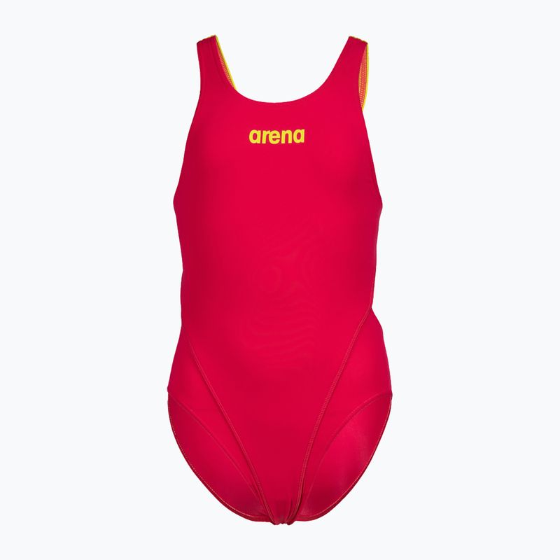 Arena Team Swim Tech Solid freak rose/soft green vaikiškas vientisas maudymosi kostiumėlis 4