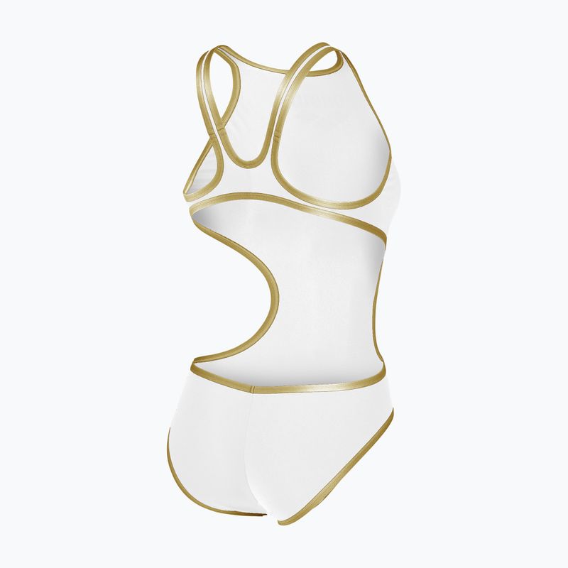 Moteriškas vientisas maudymosi kostiumėlis Arena One Biglogo One Piece white/gold 5