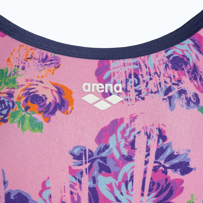 Moteriškas vientisas maudymosi kostiumėlis arena Rose Texture Swimsuit Xcross Back multi pink/navy 3