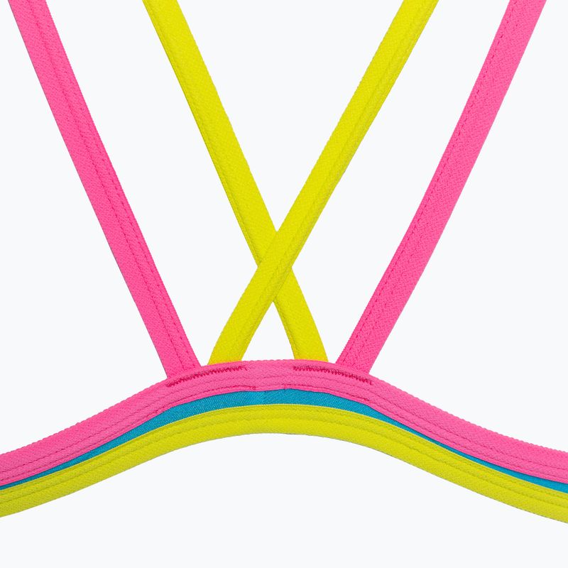 Moteriškas vientisas maudymosi kostiumėlis arena One Double Cross Back One Piece turquoise/fluo pink/soft green 5