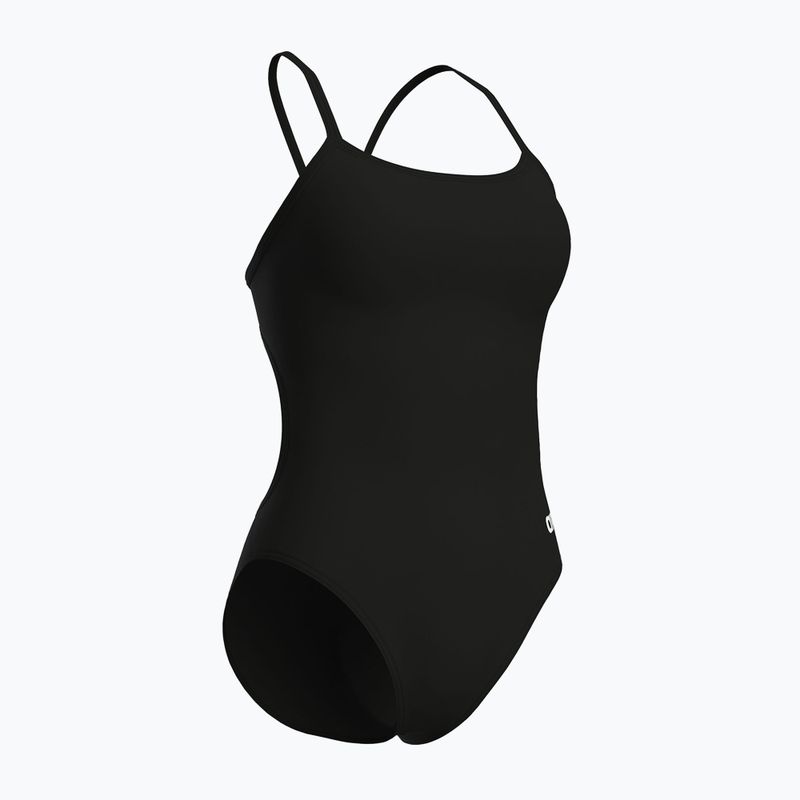Vientisas moteriškas plaukimo kostiumas arena Lace Back Solid black/white 3