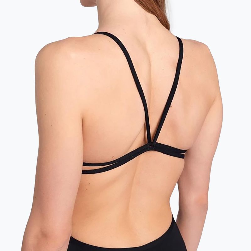 Vientisas moteriškas plaukimo kostiumas arena Lace Back Solid black/white 8