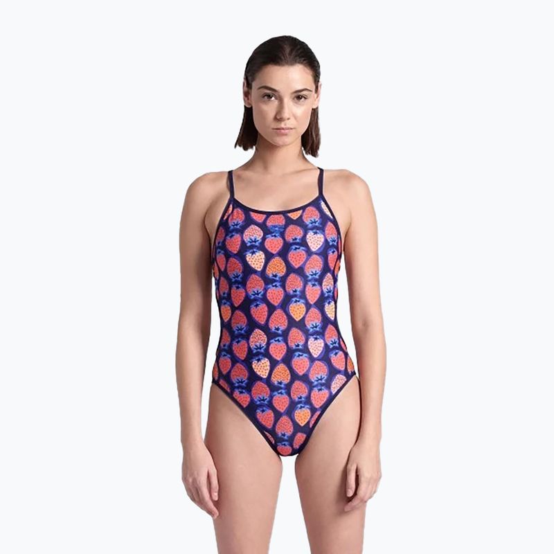 Moteriškas vientisas maudymosi kostiumėlis arena Reversible Swimsuit Challenge Back navy/multi 8