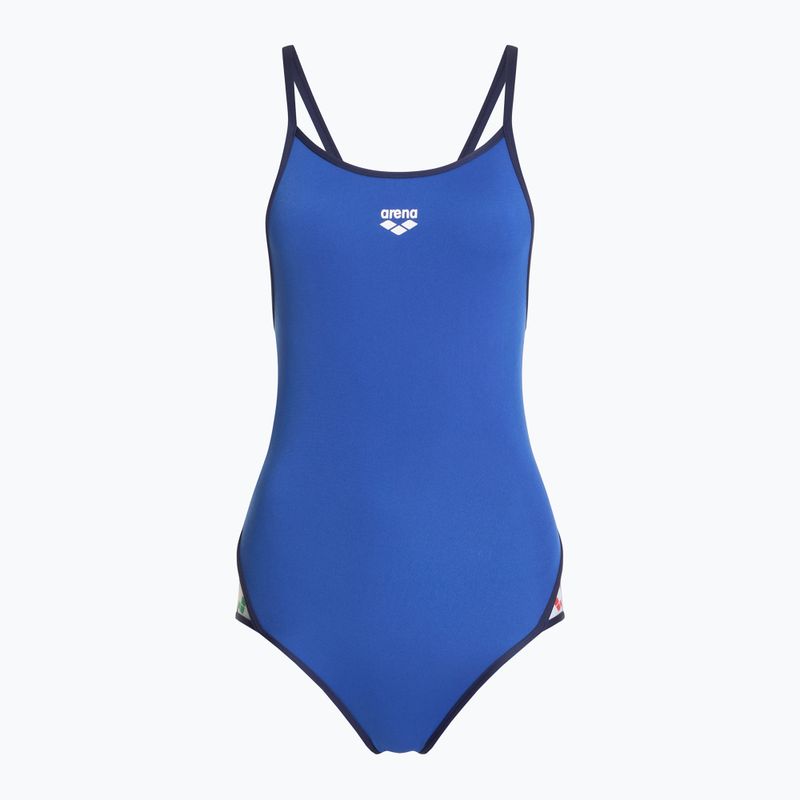 Moteriškas vientisas plaukimo kostiumas arena Icons Super Fly Back Solid royal / navy