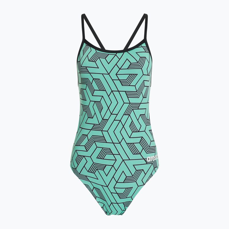 Moteriškas vientisas plaukimo kostiumas arena Escape Challenge Back black/water blue multi