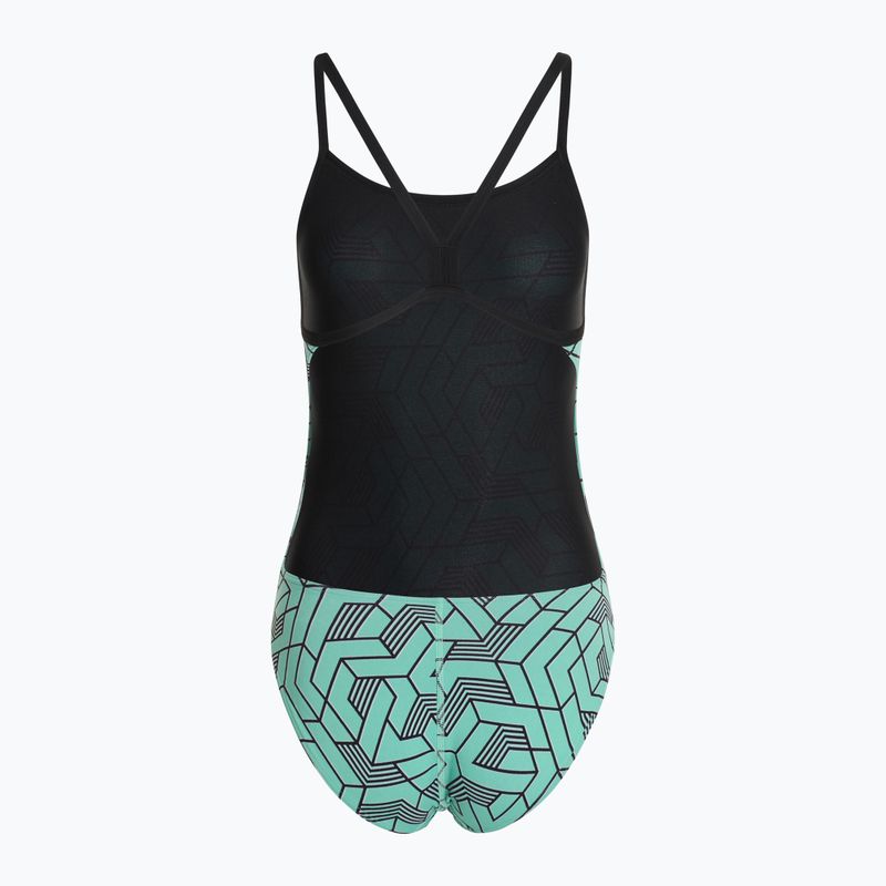 Moteriškas vientisas plaukimo kostiumas arena Escape Challenge Back black/water blue multi 2