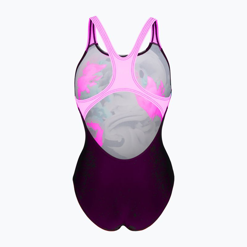 Moteriškas vientisas plaukimo kostiumas arena Imaginary Swim Pro Back black/shocking pink/multi 2