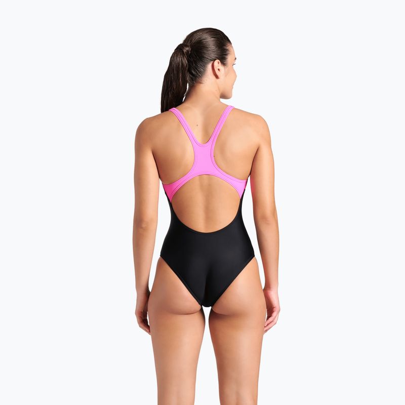 Moteriškas vientisas plaukimo kostiumas arena Imaginary Swim Pro Back black/shocking pink/multi 7