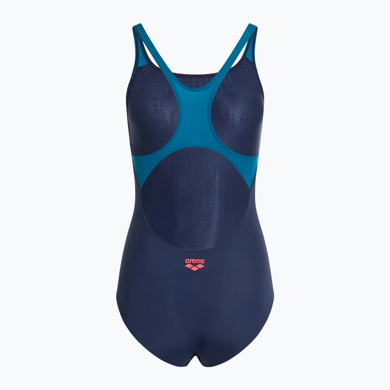 Moteriškas vientisas plaukimo kostiumas arena Foggy Dots Swim Pro Back navy / blue cosmo 2