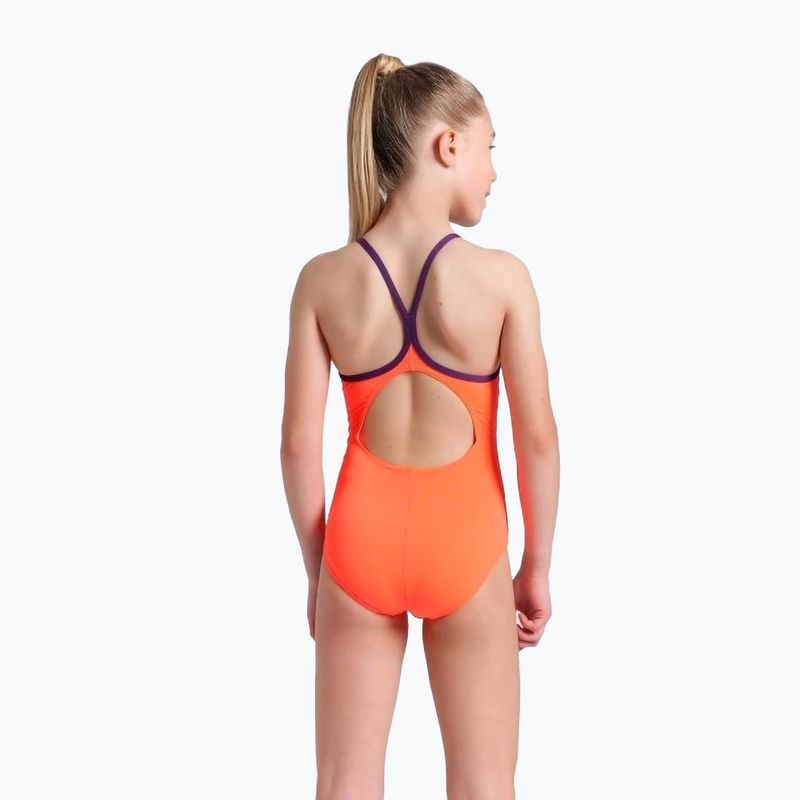 Vaikiškas vientisas plaukimo kostiumas arena Star Graphic Lightdrop Back bright coral / plum 3