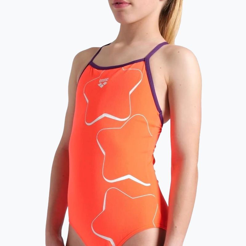 Vaikiškas vientisas plaukimo kostiumas arena Star Graphic Lightdrop Back bright coral / plum 4