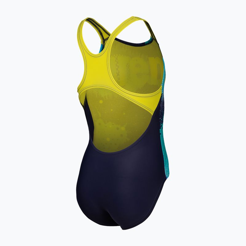 Vaikiškas vientisas plaukimo kostiumas arena Light Tricks Swim Pro Back navy/soft green/multi 4