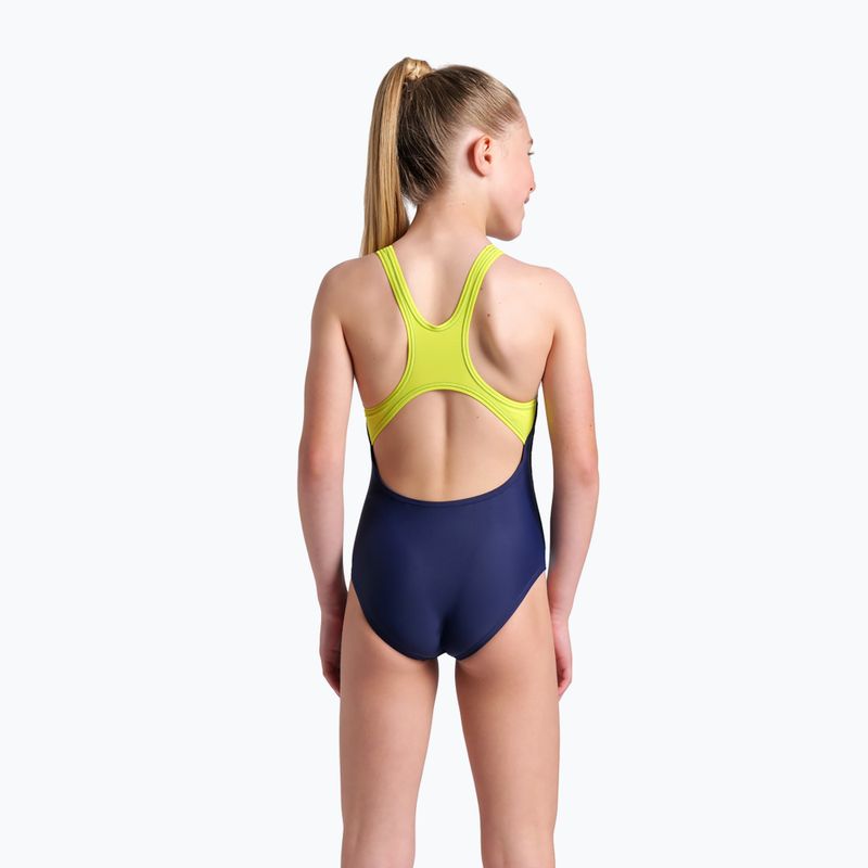 Vaikiškas vientisas plaukimo kostiumas arena Light Tricks Swim Pro Back navy/soft green/multi 7