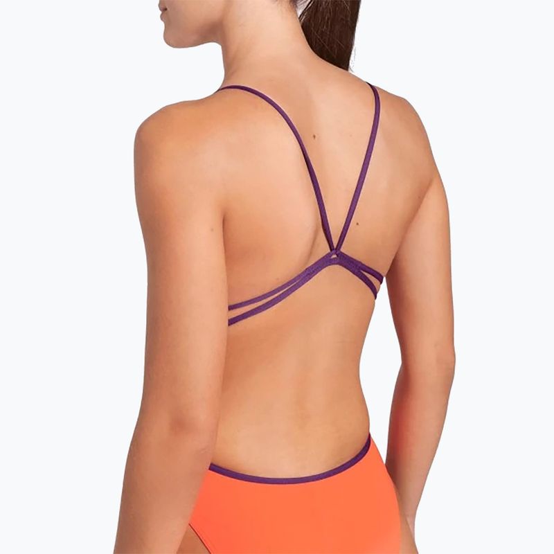 Vientisas moteriškas plaukimo kostiumas arena Lace Back Solid bright coral/plum 5
