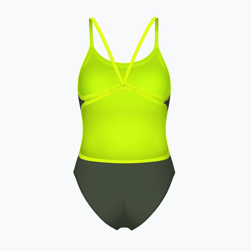 Vientisas moteriškas plaukimo kostiumas arena Lace Back Solid dark sage/artic lime 2