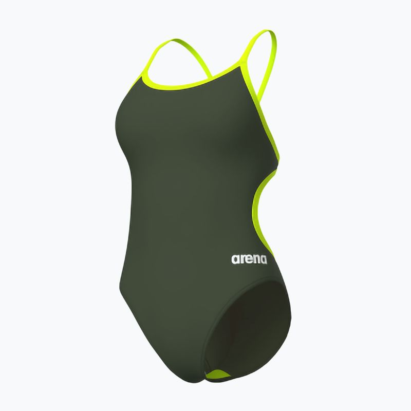 Vientisas moteriškas plaukimo kostiumas arena Lace Back Solid dark sage/artic lime 4