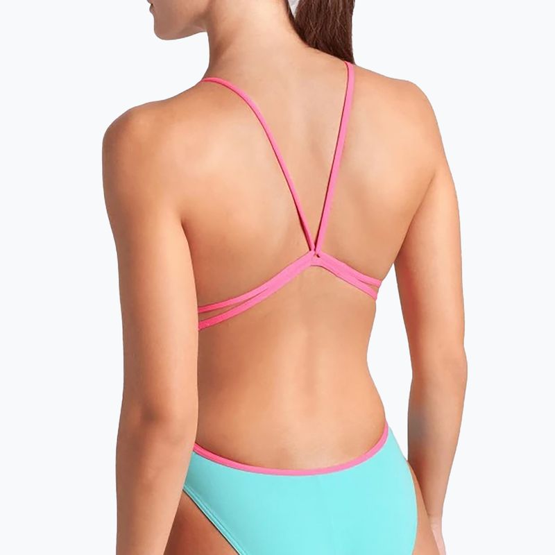 Vientisas moteriškas plaukimo kostiumas arena Lace Back Solid water/shocking pink 5