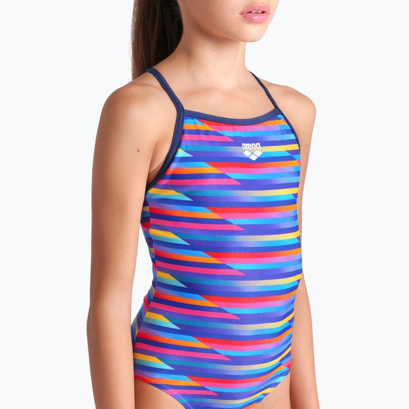 Vaikiškas vientisas maudymosi kostiumėlis arena Racing Stripe Lightdrop Back multi/navy/navy 7