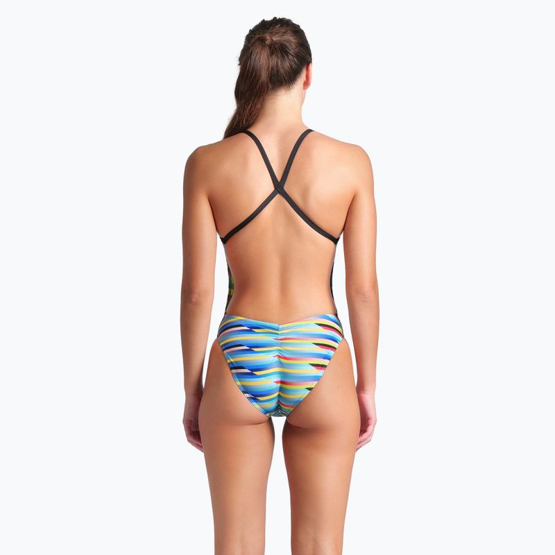 Moteriškas vientisas maudymosi kostiumėlis arena Racing Stripe Xcriss Cross black multi/black 7