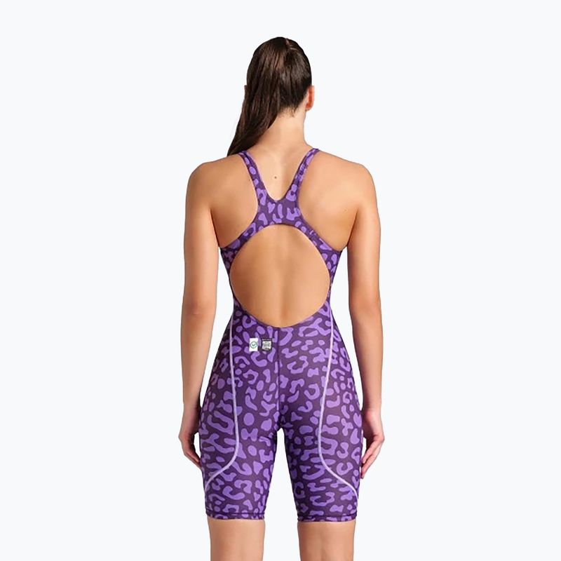 Moteriškas vientisas plaukimo kostiumas arena Powerskin ST Next LE Open Back leopard skin violet 3