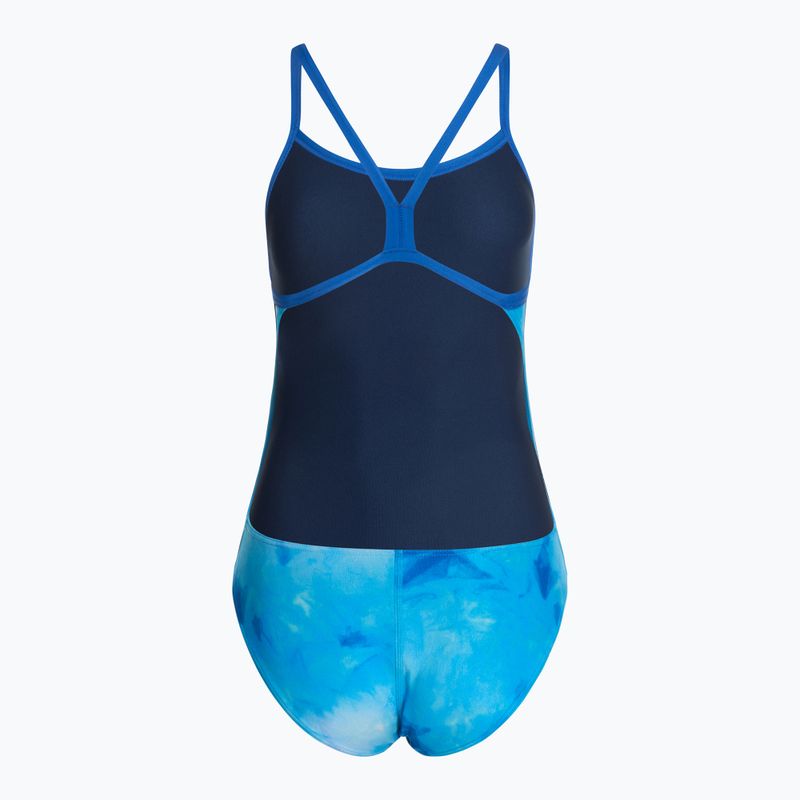 Moteriškas vientisas plaukimo kostiumas arena Tie-Dye Challenge Back Allover blue multi/royal 3