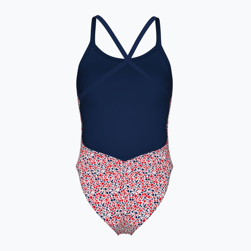 Moteriškas vientisas maudymosi kostiumėlis arena Pebbles Xcriss Cross multi white/navy 2