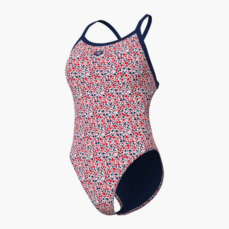 Moteriškas vientisas maudymosi kostiumėlis arena Pebbles Xcriss Cross multi white/navy 4